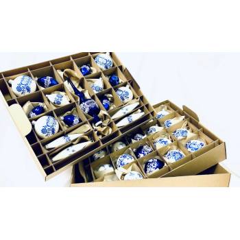 Irisa LUXUSNÍ SET Vánoční ozdoby MALVÍNA modré a bílé s dekorem cibulák BOX 37 ks Velikost: 7 cm Balení: 37ks Barva: bílá;modrá