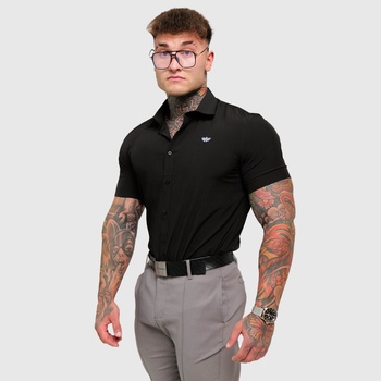 Iron Aesthetics strečová košile short slim černá