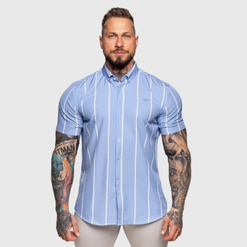 Iron Aesthetics strečová košile Short Stripe modrá