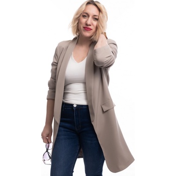Italy fashion dámské dlouhé sako SCARLET Cappuccinová