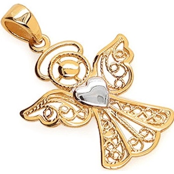 iZlato Forever Zlatý dvoubarevný přívěsek Andílek se srdíčkem IZ24701
