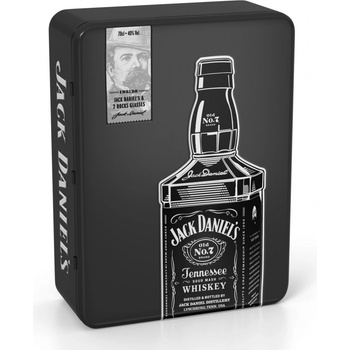 Jack Daniel's plech 40% 0,7 l (dárkové balení 2 sklenice)