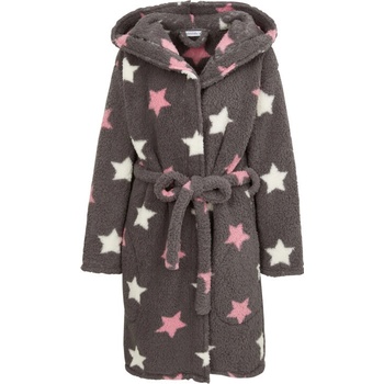 Janina dámský župan s kapucí fleece hvězdy šedý