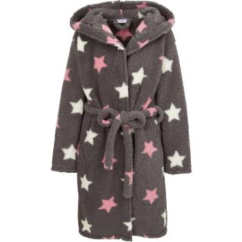 Janina dámský župan s kapucí fleece hvězdy šedý