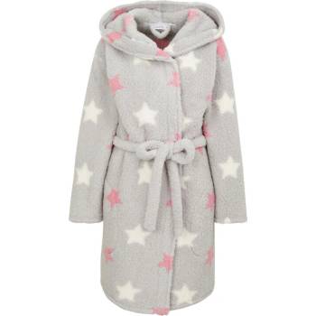 Janina dámský župan s kapucí fleece hvězdy světle šedý