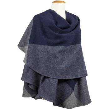 John Hanly Ruana pončo z jehněčí vlny Grey Blue Block