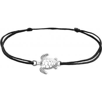JSB bijoux s.r.o. Šňůrkový náramek se stříbrným přívěskem želvy bez krystalů (Stříbro 925/1000)
