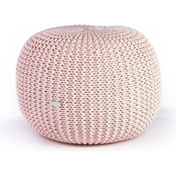 Justin Design Pletený puf velký světle růžový