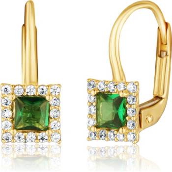 JVD Dámské klasické náušnice se zirkony a smaragdy ryz. 585/1000 ZE0901XJ72-3700