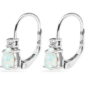 JVD Dámské klasické stříbrné náušnice s bílými opály SVLE0855XH2O100