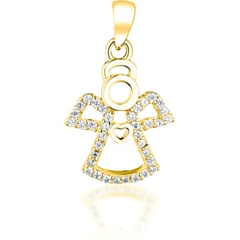 JVD Dámský stříbrný pozlacený přívěsek se zirkony andělíček SVLP0820XH2GO00