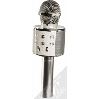 Karaoke mikrofon s reproduktorem stříbrný