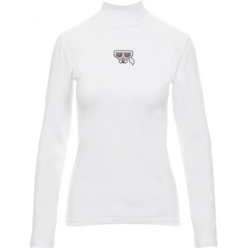 Karl Lagerfeld dámské tričko Kocktail se stojáčkem bílé s kamínky