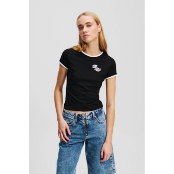 KARL LAGERFELD JEANS KLJ CAP SLEEVE TOP BLACK