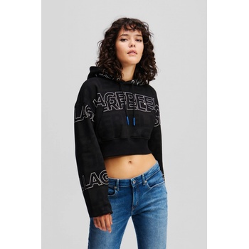 Karl Lagerfeld Jeans KLJ OVERSIZE CROPPED HOODIE KLJ LOGO BLACK-WHITE AOP