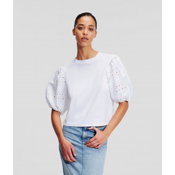 KARL LAGERFELD LACE T-SHIRT bílá