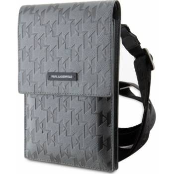 Karl Lagerfeld Saffiano Monogram Wallet Phone Bag stříbrný Karl Lagerfeld PU Phone bag je perfektní taška přes rameno, nejen pro Váš telefon, peněženku, doklady, klíče.