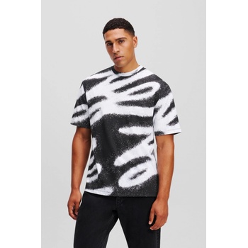 Karl Lagerfeld tričko AUTOGRAPH AOP T-SHIRT BLACK-WHITE KL PRINT
