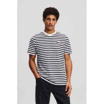 Karl Lagerfeld tričko IKON STRIPED T-SHIRT BLACK/WHITE