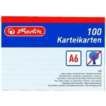 Karty do kartotéky A6 100ks, bílé, linka