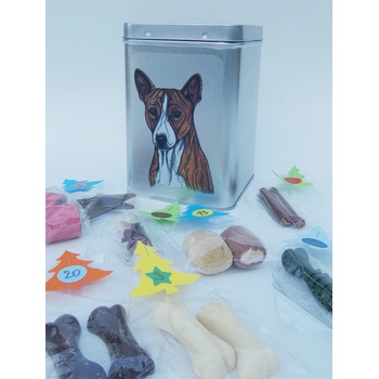 Kerásek Adventní kalendář pro psy v dóze s basenji 45 pamlsků 360 g
