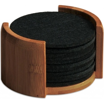 KESPER Podtácky 12 ks 10 cm bambus/plsť černé 58747