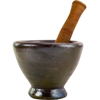 Ketom Hmoždíř z keramické hlíny a s dřevěnou paličkou Průměr 14 cm