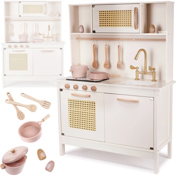 KIK dřevěná kuchyňka Retro Boho 100 cm s příslušenstvím