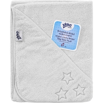 Kikko BIO bavlněná froté osuška s kapucí XKKO Organic 90x90 Baby Pink Stars