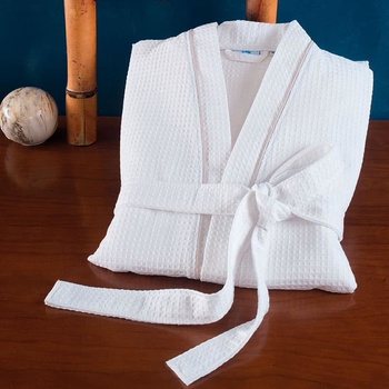 KIRPOGLOU Řecko župan WAFLE Bílý s béžovým lemem