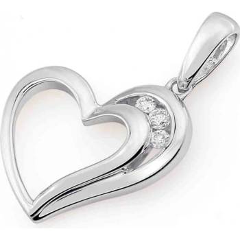 Klenoty Budín Přívěsek s diamantem, bílé zlato brilianty diamantové srdce 3870086
