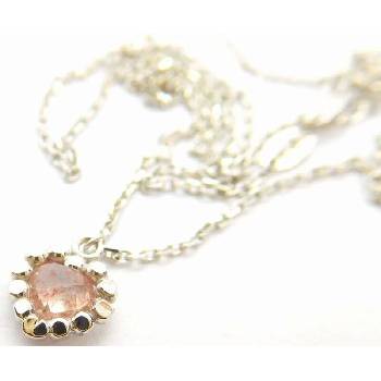 Klenoty Budín Zlatý náhrdelník z bílého zlata srdce s drahokamenem 1491381