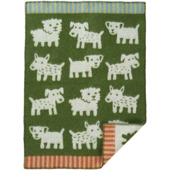 Klippan Švédsko Vlněná dětská deka Voff green Zelená