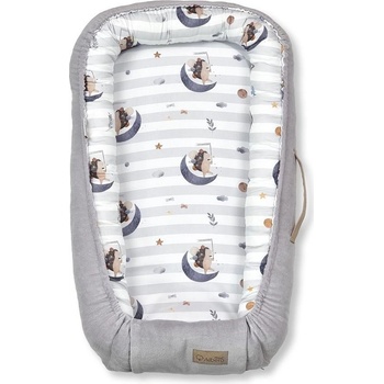 KLUPS Hnízdo pro miminko Velvet Retro Moon Hedgehog šedá