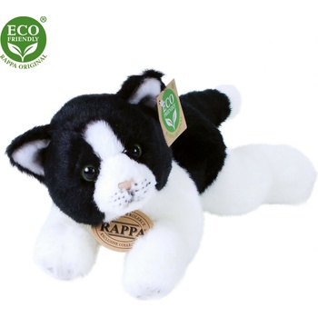 kočka bílo-černá ležící 16 cm