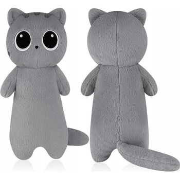 KOČKA s velkýma očima šedá 80 cm