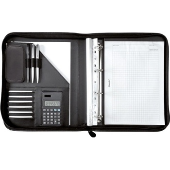 Konferenční desky A4 s kalkulačkou RICCIONE, zip, černá (30040)