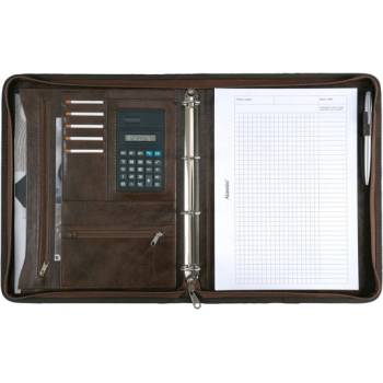 Konferenční desky MASSA A4 se zipem, kalkulačka, hnědá (30064)
