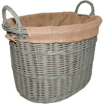 Košíkárna Koš na dřevo proutěný s látkou 48x37 cm
