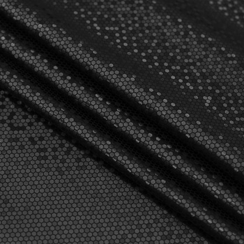 Koženka z rubu počesaná černá, lesklý vzor včelí plástve, š.140