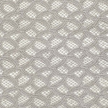 Krajka 003 šedá, stříbrný lurex, třásně, š.130