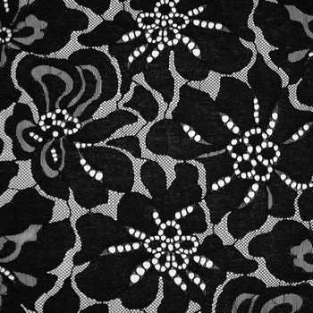 Krajka černá 051, květinový motiv, š.145