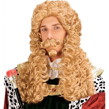 Královská dlouhá blond paruka s vousy historická