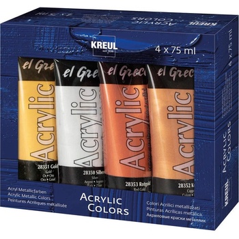 Kreul El Greco akrylové barvy metalické sada 4 barev 75 ml