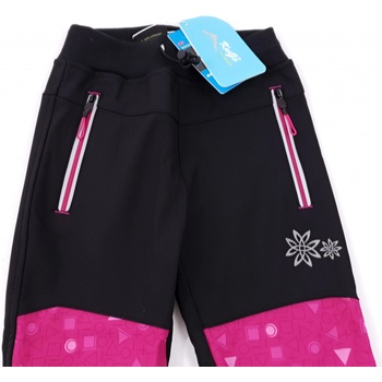 Kugo dětské oteplené softshellové kalhoty černá růžová