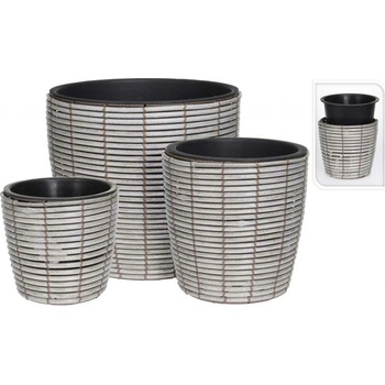 Květináč proutěný s vložkou sada 3 ks šedá ProGarden VN8000150