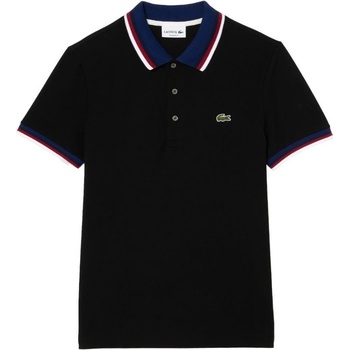 Lacoste Stretch cotton Piqué Contrast Collar Polo shirt Černý