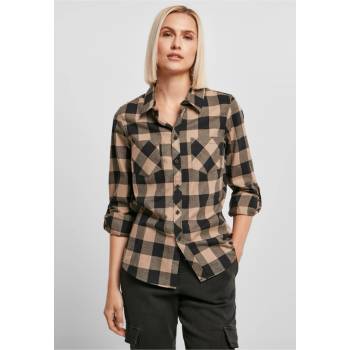 Ladies Turnup Checked Flanell shirt black/softtaupe