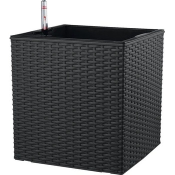 Lafiora Květináč samozavlažovací umělý ratan 36 x 36 cm antracit