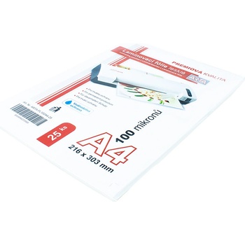 Laminovací folie lesklé 25ks A4, 100mic FL100-A4-25